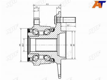 Ступичный узел задн. SAT Honda CR-V RE1,RE2,RE3,RE4,RE5,RE7 рестайлинг (2009-2012)