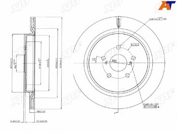 Задний тормозной диск(Ø338-0.3) SAT  RX ( 270,  200T), RX350  AL20, RX450  AL20