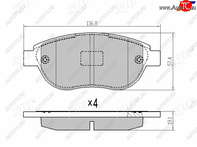 1 269 р. Колодки тормозные передние FL-FR SAT  CITROEN Berlingo (M49,  M59,  B9,  K9), C3 (FC/FN), C4, Geely Emgrand EC7, Peugeot 1007, 206 (хэтчбэк 5 дв.,  хэтчбэк 3 дв.,  универсал,  седан), 207 (WK,  WA,  WC), 307 (хэтчбэк 3 дв.,  универсал,  хэтчбэк 5 дв.), Partner (M49/M59)  с доставкой в г. Тамбов