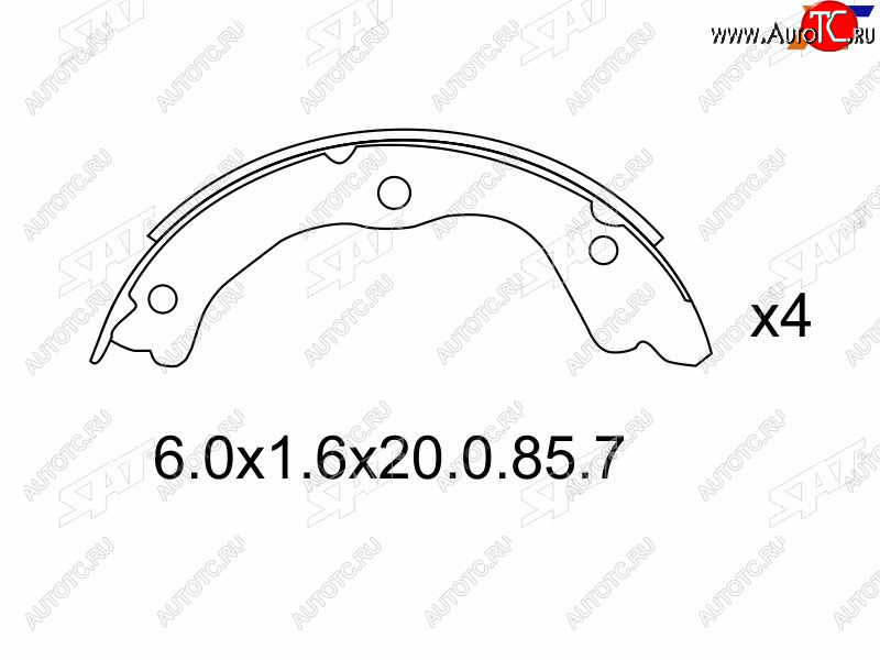 1 389 р. Колодки барабанные задние RH-LH SAT Nissan X-trail 1 T30 дорестайлинг (2000-2003)  с доставкой в г. Тамбов