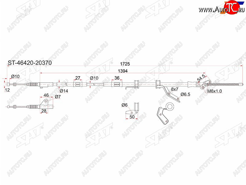 829 р. Трос ручника 4WD RH SAT  Toyota Caldina  T190 - Corona Premio  T210  с доставкой в г. Тамбов