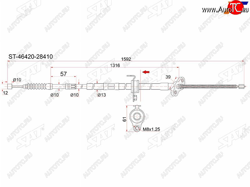 999 р. Трос ручника RH 4WD SAT Toyota Noah R80 рестайлинг (2017-2021)  с доставкой в г. Тамбов