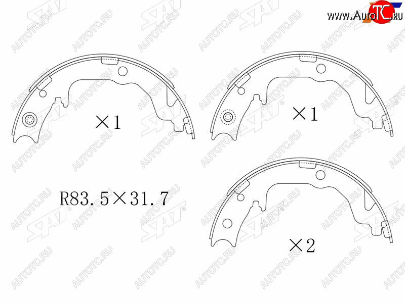 1 849 р. Колодки барабанные задние RH-LH SAT Mitsubishi Lancer 10 седан дорестайлинг (2007-2010)  с доставкой в г. Тамбов