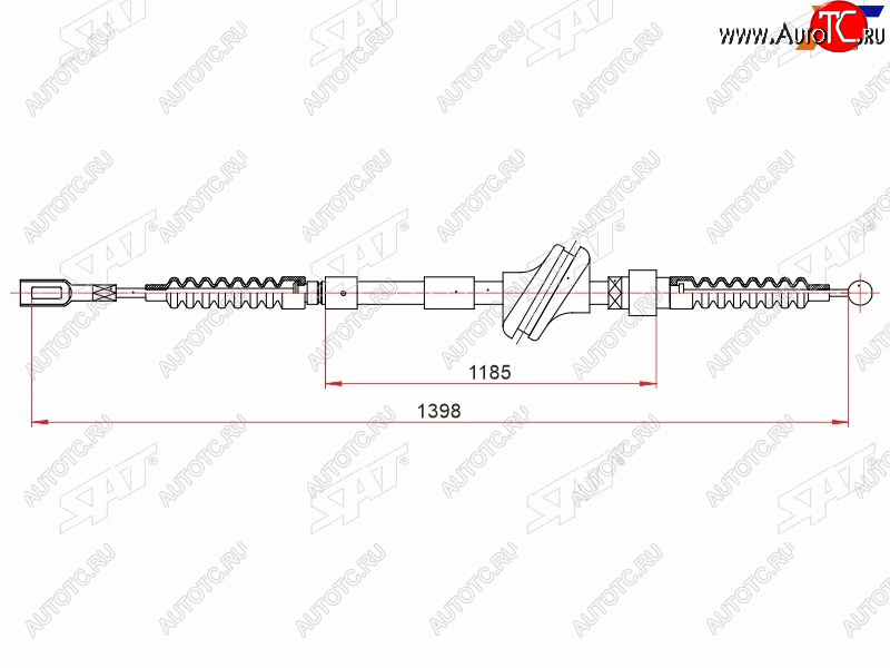 719 р. Трос ручного тормоза LH SAT  Audi 80  B4 - 90  B3  с доставкой в г. Тамбов