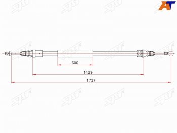 Трос ручного тормоза RH-LH SAT Nissan (Нисан) Interstar (Интерстар) ( T35,  X70) (2001-2010), Renault (Рено) Master (Мастер) ( FD,JD,  FD) (1998-2010) ()