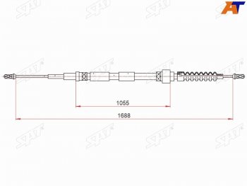 779 р. Трос ручного тормоза RH SAT  Audi A3 ( 8LA хэтчбэк 5 дв.,  8L1 хэтчбэк 3 дв.) (1996-2003), Skoda Octavia  Tour A4 1U2 (1997-2010) (дисковые тормоза)  с доставкой в г. Тамбов. Увеличить фотографию 1