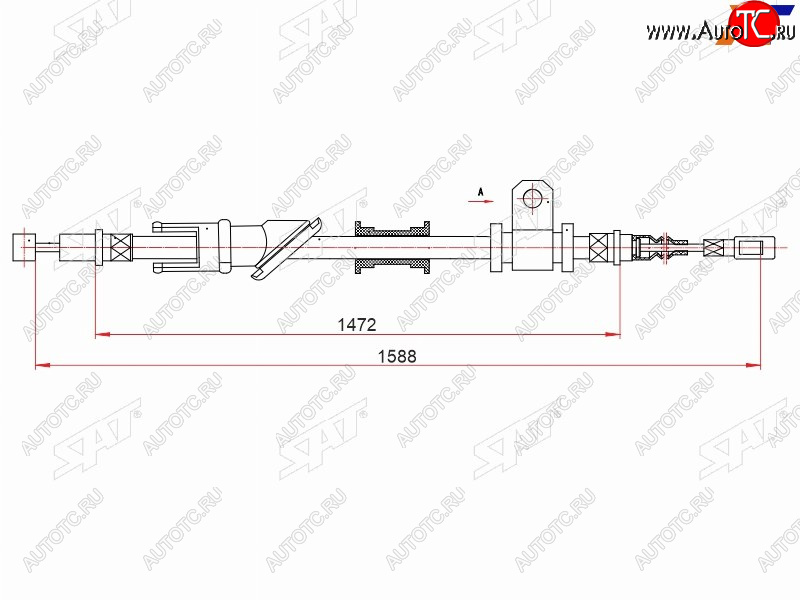 1 279 р. Трос ручного тормоза RH SAT  Mitsubishi Carisma - Lancer ( 8,  9)  с доставкой в г. Тамбов