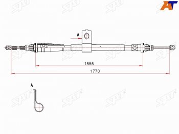 Трос ручного тормоза RH SAT Nissan (Нисан) Note (Нот)  1 (2004-2013) 1 E11 дорестайлинг, E11 рестайлинг