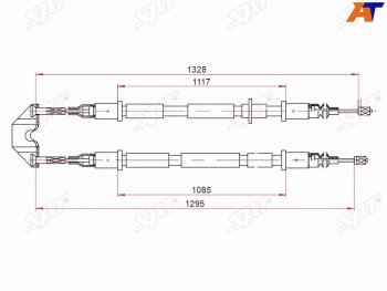 Трос ручника SAT Opel (Опель) Astra (Астра) ( H,  H GTC) (2004-2015) H, H GTC седан дорестайлинг, универсал, хэтчбек 3 дв. дорестайлинг, хэтчбек 5дв дорестайлинг, седан рестайлинг, универсал рестайлинг, хэтчбек 3 дв. рестайлинг, хэтчбек 5дв рестайлинг