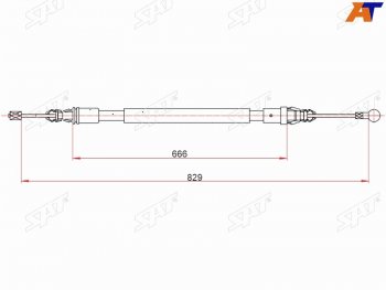 Трос ручного тормоза LH-RH SAT Peugeot (Пежо) 3008 (2009-2017) дорестайлинг, рестайлинг