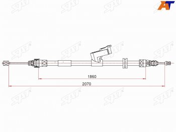 Трос ручного тормоза SAT Ford Galaxy 2 рестайлинг (2010-2015)