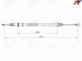 Трос ручного тормоза LH-RH SAT CITROEN (Ситроен) Jumpy (Джампи) (2007-2022) дорестайлинг, рестайлинг