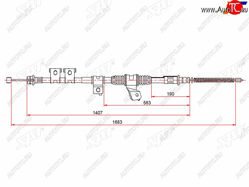 2 399 р. Трос ручного тормоза LH SAT Mitsubishi Montero V60 5 дв. рестайлинг (1999-2006)  с доставкой в г. Тамбов