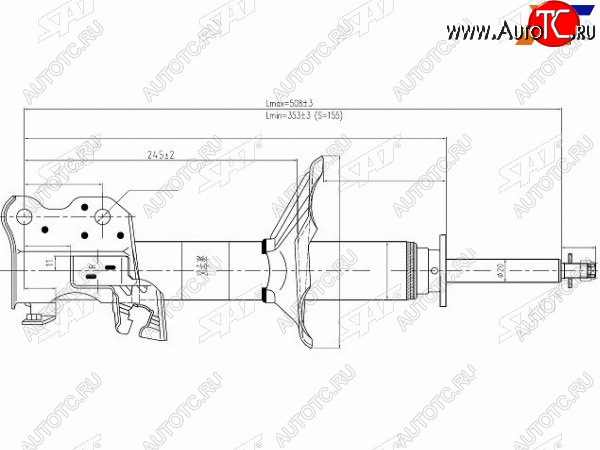 2 999 р. Стойка передняя RH SAT Nissan Almera седан G15 (2012-2019)  с доставкой в г. Тамбов