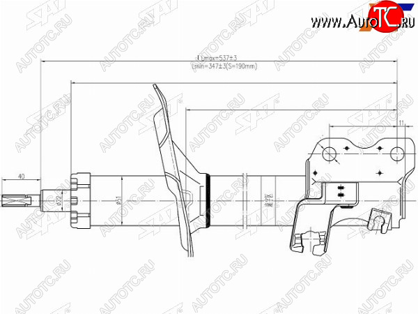 2 979 р. Стойка передняя LH SAT  Nissan Cefiro  A33 - Tino  с доставкой в г. Тамбов