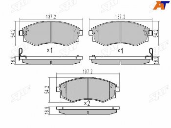 1 179 р. Колодки тормозные передние FR-FL SAT   Hyundai Elantra ( XD,  XD2) (2000-2010), Hyundai Sonata ( Y3,  EF) (1993-2001), Nissan Murano  1 Z50 (2002-2009), SSANGYONG Rexton ( Y200,  Y250,  Y290,  Y400) (2001-2023)  с доставкой в г. Тамбов. Увеличить фотографию 1