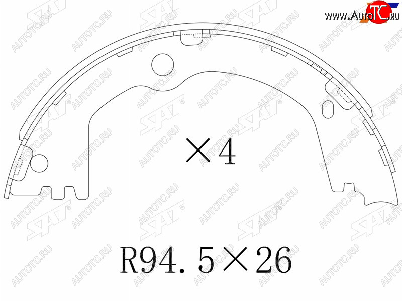 1 869 р. Колодки барабанные задние RH-LH SAT Hyundai Santa Fe DM рестайлинг (2015-2019)  с доставкой в г. Тамбов