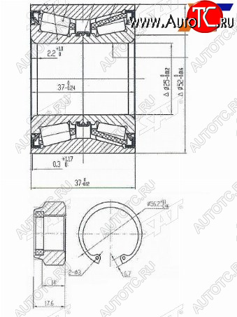 1 169 р. Подшипник задней ступицы SAT  CITROEN C2, C3 (FC/FN,  дорестайлинг,  SX,SY), C3 Aircross, C3 Picasso (дорестайлинг,  рестайлинг), C3 Pluriel, Nissan Cube (2), March (3 K12), Note (1,  2), Renault Logan (1,  2), Logan Stepway  с доставкой в г. Тамбов