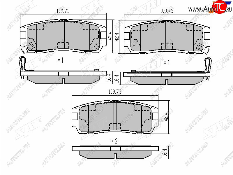 959 р. Колодки тормозные задние LH-RH SAT  Great Wall Hover H3 (2010-2024), Isuzu Trooper (1981-2002), Opel Monterey (1981-2002)  с доставкой в г. Тамбов