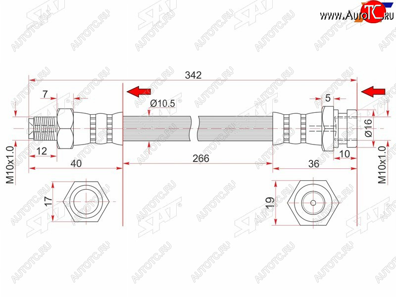 849 р. Шланг тормозной передний (Таиланд) RH SAT Mitsubishi Fuso Canter (2000-2007)  с доставкой в г. Тамбов