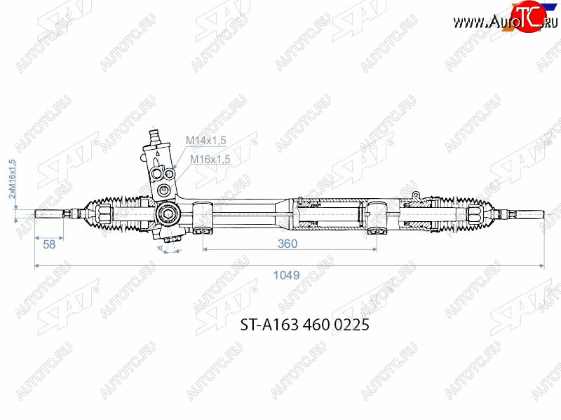 23 849 р. Рейка рулевая M14х1,5.16х1,5 SAT  Mercedes-Benz ML class  W163 (2001-2005) рестайлинг  с доставкой в г. Тамбов