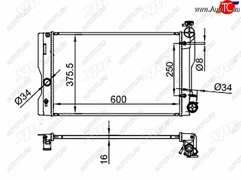 7 799 р. Радиатор SAT Toyota Wish XE20 дорестайлинг (2009-2012) (применимо для Daihatsu Altis 06-10)  с доставкой в г. Тамбов