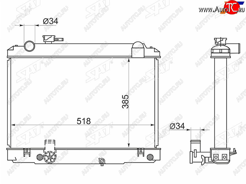 12 849 р. Радиатор SAT  Toyota Town Ace  3 (1996-2008) (применимо для Тoyota Dyna 95-99)  с доставкой в г. Тамбов