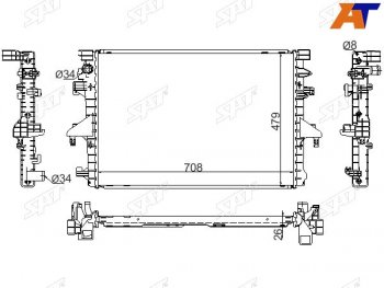10 399 р. Радиатор охлаждающей жидкости SAT   Volkswagen Multivan  T5 - Transporter ( T5,  T6,  T6.1)  с доставкой в г. Тамбов. Увеличить фотографию 1