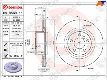 7 749 р. Диск тормозной задний Ø330mm BREMBO           BMW X3  F25 (2010-2017) дорестайлинг, рестайлинг  с доставкой в г. Тамбов. Увеличить фотографию 2