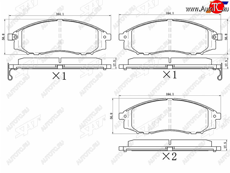 1 279 р. Колодки тормозные перед FR-FL SAT  Nissan Navara (1 D22,  2 D40,  3 D23), NP300, Pathfinder (R50,  R51)  с доставкой в г. Тамбов