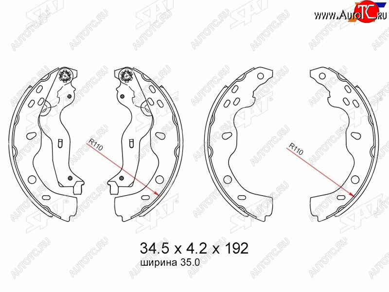 1 599 р. Колодки тормозные барабанные задние RH-LH SAT Suzuki SX4 GYC21S дорестайлинг седан (2006-2012)  с доставкой в г. Тамбов