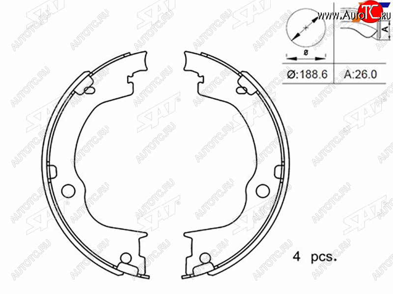 1 699 р. Колодки тормозные барабанные задние RH-LH SAT  Chevrolet Captiva ( CN202S) (2006-2024), Opel Antara (2006-2015)  с доставкой в г. Тамбов