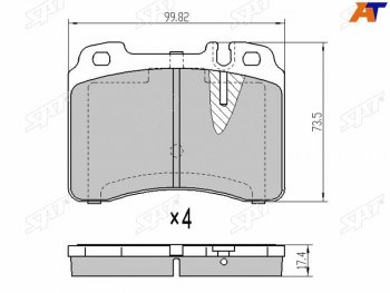 1 129 р. Колодки тормозные перед FR-FL SAT  Mercedes-Benz E-Class  W210 (1996-2003) дорестайлинг седан, дорестайлинг универсал, седан рестайлинг, универсал рестайлинг  с доставкой в г. Тамбов. Увеличить фотографию 1