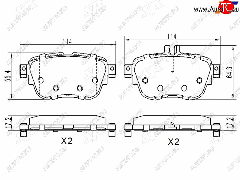 1 499 р. Колодки тормозные задние RH-LH SAT  Mercedes-Benz E-Class  S213 (2016-2025) универсал дорестайлинг, универсал рестайлинг  с доставкой в г. Тамбов