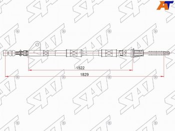 Трос ручного тормоза LH SAT Toyota Avensis T220 седан дорестайлинг (1997-2001)  (барабанные тормоза)