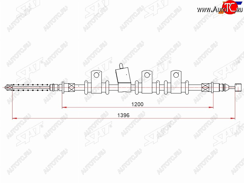 939 р. Трос ручного тормоза RH SAT Chevrolet Aveo T250 седан рестайлинг (2006-2011)  с доставкой в г. Тамбов