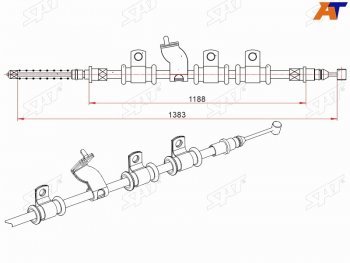 939 р. Трос ручного тормоза LH SAT Chevrolet Aveo T250 седан рестайлинг (2006-2011)  с доставкой в г. Тамбов. Увеличить фотографию 1