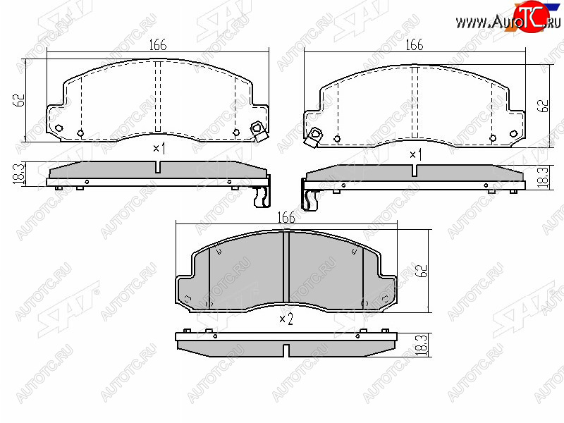 1 499 р. Колодки тормозные перед FL-FR SAT  Toyota Dyna  XZU (2002-2006) бортовой грузовик рестайлинг  с доставкой в г. Тамбов