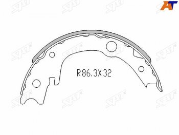 Колодки барабанные задние RH-LH SAT Toyota Ist XP110 (2007-2016)  (комплект 4шт)