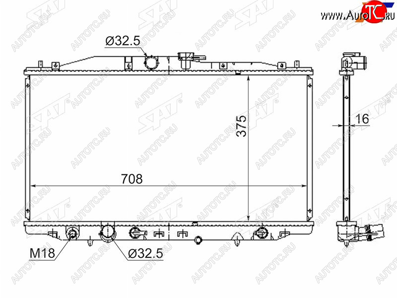 6 599 р. Радиатор SAT  Honda Accord ( CL,  CM) (2002-2008) седан дорестайлинг, универсал дорестайлинг, седан рестайлинг, универсал рестайлинг  с доставкой в г. Тамбов
