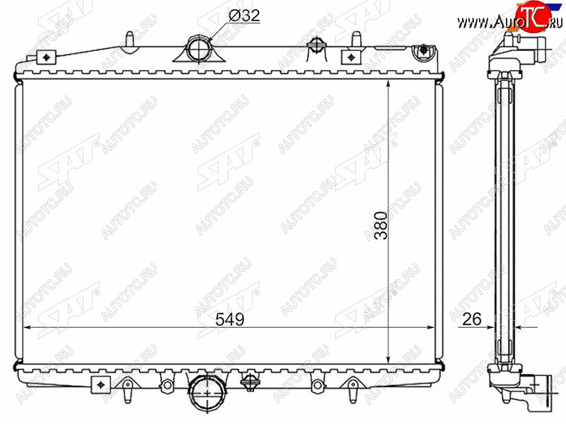 6 249 р. Радиатор охлаждающей жидкости SAT CITROEN C5 X40,DC лифтбэк дорестайлинг (2000-2004)  с доставкой в г. Тамбов