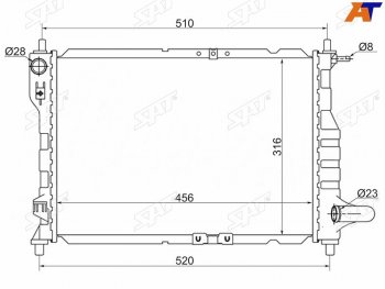 2 499 р. Радиатор SAT  Chevrolet Spark  M200,250 (2005-2010), Daewoo Matiz  M100 (1998-2000)  с доставкой в г. Тамбов. Увеличить фотографию 1
