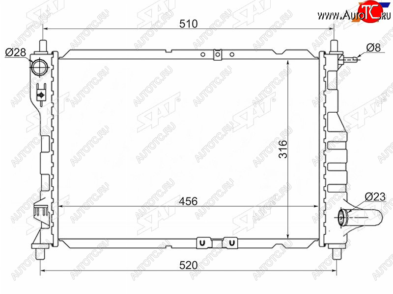 2 499 р. Радиатор SAT Chevrolet Spark M200,250 (2005-2010)  с доставкой в г. Тамбов