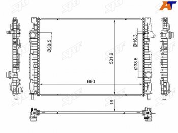 15 299 р. Радиатор охлаждающей жидкости SAT   Land Rover Discovery Sport  L550 - Range Rover Evoque  1 L538  с доставкой в г. Тамбов. Увеличить фотографию 1