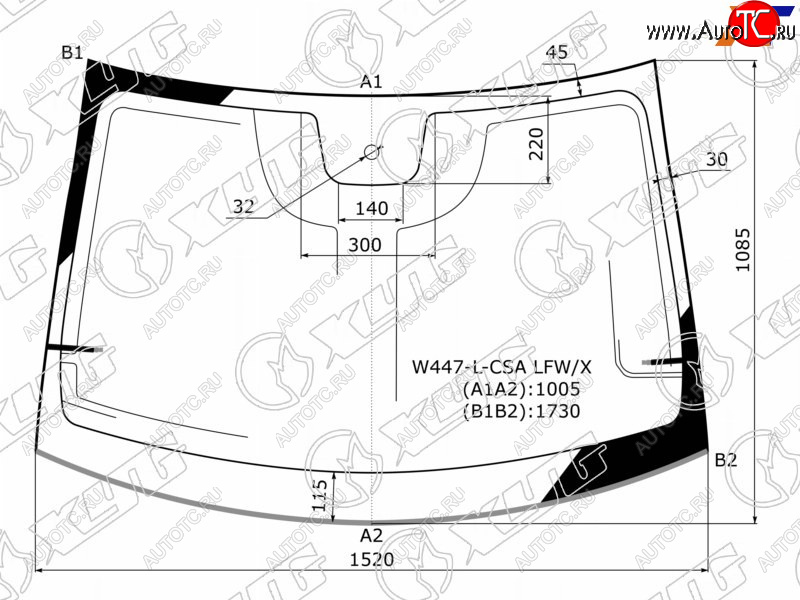 13 199 р. Стекло лобовое (Антенна Датчик дождя Молдинг) XYG  Mercedes-Benz Vito  W447 (2015-2020) дорестайлинг  с доставкой в г. Тамбов