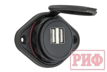 Розетка USB 3,1А накладное крепление, красная подсветка РИФ rif22-4-21450