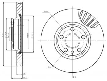 Диск тормозной передний Ø258mm HOSU Ford Focus 3 универсал дорестайлинг (2010-2015)