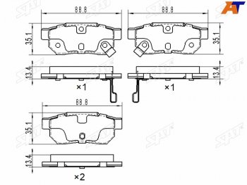 2 399 р. Колодки тормозные задние RH-LH SAT  Honda Fit ( GP,GK,  3,  3 GP,GK,  4 GR) (2013-2022)  дорестайлинг, GP,GK 1-ый рестайлинг, 2-ой рестайлинг, дорестайлинг  с доставкой в г. Тамбов. Увеличить фотографию 1