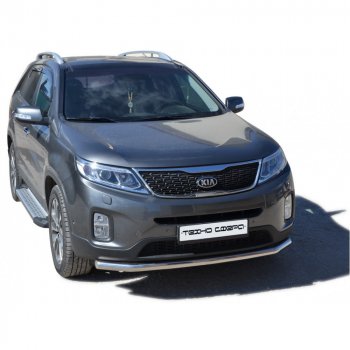 27 799 р. Пороги бумер алюминиевые с резинкой, Техно Сфера KIA Sorento BL рестайлинг (2006-2010) (Черный глянец)  с доставкой в г. Тамбов. Увеличить фотографию 1