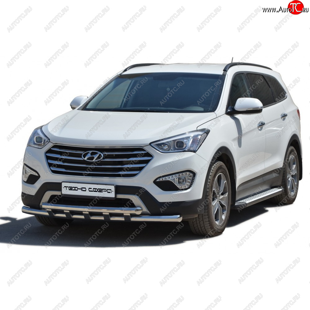 27 799 р. Пороги бумер алюминиевые с резинкой, Техно Сфера  Hyundai Grand Santa Fe  1 DM (2013-2018) дорестайлинг, рестайлинг (Черный глянец)  с доставкой в г. Тамбов